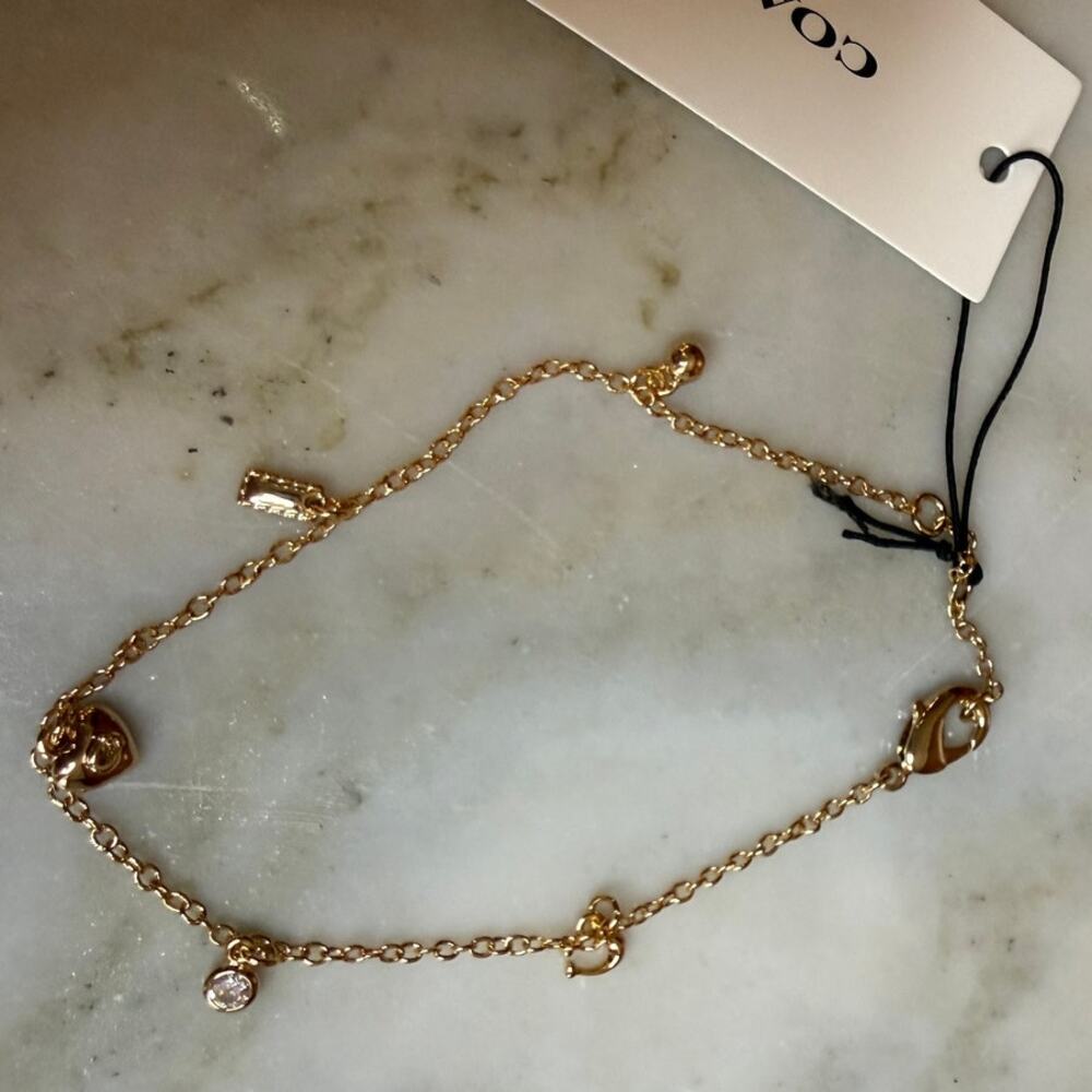 Coach Demure Heart Charm Bracelet 14K Gold Plated - Picture 2 of 7